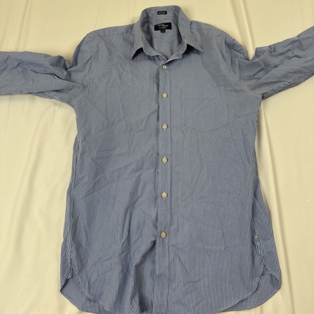 J. Crew Men’s M Blue Checkered Button-Up Shirt Thompson Fit 15-15 1/2